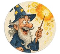 Magic Wizard 1000 Pieces Jigsaws Stress Reliever Difficult Challenge for Adults & Kids Unique Challenge Game Round Family Game Gifts (67.5x67.5cm)