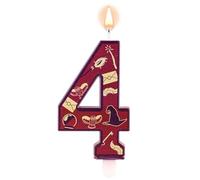 Magic Wizard Theme Birthday Candles, Number Candle Wizard Hat Magic Wand Owl Film Theme Birthday Candle Cake Topper for Kids Boys Girls Wedding Anniversary Party Decorations (Number 4)
