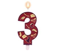Magic Wizard Theme Birthday Candles, Number Candle Wizard Hat Magic Wand Owl Film Theme Birthday Candle Cake Topper for Kids Boys Girls Wedding Anniversary Party Decorations (Number 3)