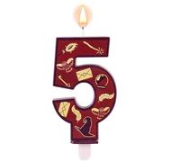 Magic Wizard Theme Birthday Candles, Number Candle Wizard Hat Magic Wand Owl Film Theme Birthday Candle Cake Topper for Kids Boys Girls Wedding Anniversary Party Decorations (Number 5)