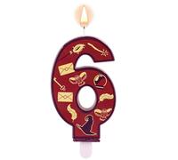 Magic Wizard Theme Birthday Candles, Number Candle Wizard Hat Magic Wand Owl Film Theme Birthday Candle Cake Topper for Kids Boys Girls Wedding Anniversary Party Decorations (Number 6)