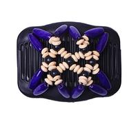 Magic Wooden Double Clips Hair Slide Comb Oval Beads Stretchy Hairpins Comb For Women Ladies Girls