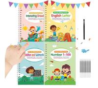 Magic Writing Book for Magic Grooved Writing Exercises for | Reusable Workbooks with Grooves, 1 Set for Ages 3-8 Learn to Pause Mark for V