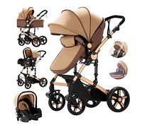 Magic ZC 3 in 1 Pushchair Pram Travel System, Baby Stroller 3 in 1 with Reversible Two Pushing Modes, Newborn Infant Buggy Aluminum Frame, Toddler Carriage One-Click Folding (Khaki 588-1)
