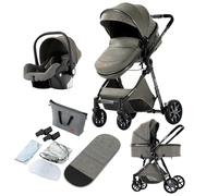 Magic ZC 3 in 1 Pushchair Pram Travel System, Baby Stroller 3 in 1 with Reversible Two Pushing Modes, Newborn Infant Carriage One-Click Folding, Toddler Buggy Aluminum Frame (V9 Deep Grey)