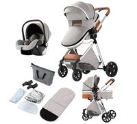 Magic ZC 3 in 1 Pushchair Pram Travel System, Baby Stroller 3 in 1 with Reversible Two Pushing Modes, Newborn Infant Carriage One-Click Folding, Toddler Buggy Aluminum Frame (V9 Light Grey)