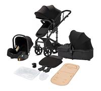 Magic ZC 3 in 1 Pushchair Pram Travel System, Baby Stroller 3 in 1 with Reversible Two Pushing Modes, Newborn Infant Carriage One-Click Folding, Toddler Buggy Aluminum Frame (Black 588)