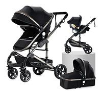 Magic ZC 3 in 1 Pushchair Pram Travel System, Baby Stroller 3 in 1 with Reversible Two Pushing Modes, Newborn Infant Carriage One-Click Folding, Toddler Buggy Aluminum Frame (739 Black)