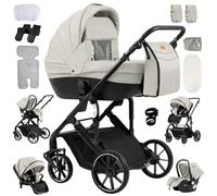 Magic ZC 4 in 1 Pushchair Pram Baby Stroller, Travel System 4 in 1 with Reversible Two Pushing Modes, Toddler Infant Buggy with One-Click Folding, Newborn Carriage Aluminium Frame (688 Yellowish)