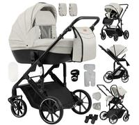 Magic ZC 4 in 1 Pushchair Pram Baby Stroller, Travel System 4 in 1 with Reversible Two Pushing Modes, Newborn Carriage Aluminium Frame, Toddler Infant Buggy with One-Click Folding (688 Yellowish)