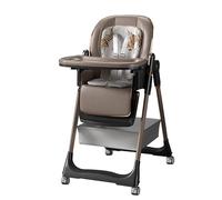 Magic ZC Baby High Chair Toddler Feeding Dining Chair with 6 Adjustable Heights Multifunctional Foldable Convertible with Detachable Double Trays and 3 Reclining Positions and Wheels (822 Khaki)