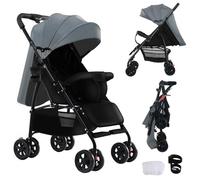 Magic ZC Ultra-Lightweight Pushchair at Only 4.6kg, Foldable Baby Stroller with Lie-Flat Position, Travel Pram from Birth to 15kg, Compact Buggy with Adjustable Backrest, Footrest, Canopy (A8 Grey)
