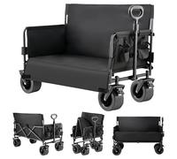 Magic ZC Wagons Carts, Portable Fishing Pull Trolly and Garden Wagon Cart, Wagons Beach Foldable, with big wheels for Sand Carts Grocery on Shopping (LY008-BLACK)