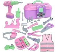 Magic4U Kids Tool Set, 31PCS Kids Tool Box Pretend Play Tool Toys with Electric Drill Hammer Tool, Construction Toy Toddler Tool Set for Girls Boys Ages 3-8