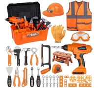 Magic4U Kids Tool Set, Toddler Pretend Construction Toy for 3-8 Years Old | Includes Toy Drill, Screwdriver & Hammer, Tool-box, Educational Play Set, Gift Option for Boys Girls, Indoor Outdoor Preten