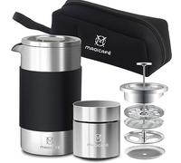 MAGICAFÉ French Press Coffee Maker Set, Portable French Press with Mini Coffee Canister and Collection Bag, Single Serve 1 Cup Small Stainless Steel Double Walled Coffee Press 350ml/12oz