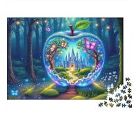 Magical Apple Fantasy 1000 Piece Travel Puzzle for Adults Enchanted Glowing Apple in Dark Fairy Forest Premium Sturdy Challenging Stress Relief 38x26cm/1000pcs
