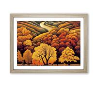 Magical Autumn Forest H1022 Framed Print for Living Room Bedroom Home Office Décor, Wall Art Picture Ready to Hang, Oak A3 Frame (46 x 34 cm)