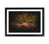Magical Autumn Forest in Germany Paint Splash Framed Print | A2 Black Framed Wall Art | Ready to Hang | Modern Landscape Picture | Living Room Bedroom Lounge Office