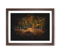 Magical Autumn Forest In Germany Paint Splash Modern Art Framed Wall Art Print, Ready to Hang Picture for Living Room Bedroom Home Office Décor, Walnut A3 (46 x 34 cm)