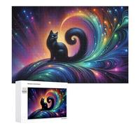 Magical Black Cat Artwork Jigsaw Puzzle for Adults, 1000 PCS - New Year Decoration - for A Rewarding Weekend Challenge