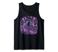 Magical Black Cat Bicycle Moonlit Floral Night Fantasy Art Tank Top