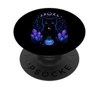 Magical Black Cat Cosmic Mystical Animal Halloween Vibe PopSockets Adhesive PopGrip