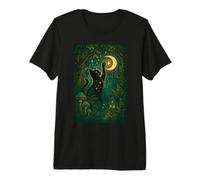 Magical Black Cat Moon Forest Fantasy Cottagecore Tee Premium T-Shirt