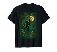 Magical Black Cat Moon Forest Fantasy Cottagecore Tee T-Shirt