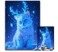 Magical Blue Cat Snow Jigsaw Puzzles for Adults 1000 Piece Jigsaw Puzzles for Adults Relaxing Entertainment Home Decor 1000 PCS(38x26cm)