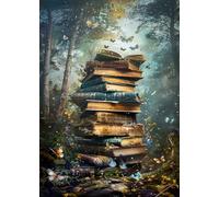 Magical Book Stack Jigsaw Puzzle 1000 Pieces for Adults Fantasy Forest Butterfly Wonderland Escape Room Activity Family Game Night Premium Artwork 27.5x19.7 Inch