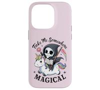 Magical Bookworm Grim Reaper Riding Rainbow Unicorn Case for iPhone 14 Pro