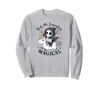 Magical Bookworm Grim Reaper Riding Rainbow Unicorn Sweatshirt
