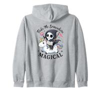 Magical Bookworm Grim Reaper Riding Rainbow Unicorn Zip Hoodie