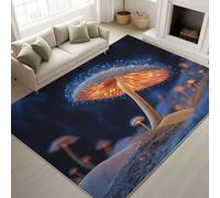 Magical Botanical Printed Rugs Fantasy Punk Soft Rugs Mushroom Radiance/Glow Machine Washable Area Rug for Entrance 40 x 60 cm