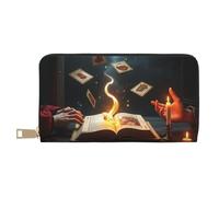 Magical Bronze Tarot Book Print Wallet Women, Leather Bifold Multi Card Wallet, Long Purse Women's Wallets