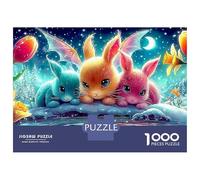 Magical Bunnies Jigsaw Puzzles for Adults The Impossible Challenge 1000 Pieces Cute Difficult Hard Jigsaw Puzzles for Man And Woman with Letters on Back 52x38cm/1000pcs