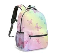 Magical Butterfly Crescent Moon Print Backpack 16 Inch Gradient Cosmic Stars Crystals Mystical Floral Night Sky Daypack (07)
