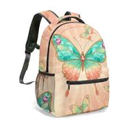 Magical Butterfly Crescent Moon Print Backpack 16 Inch Gradient Cosmic Stars Crystals Mystical Floral Night Sky Daypack (04)