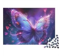 Magical Butterfly Hearts 1000-Piece Jigsaw Puzzle Vibrant Purple Nebula Burst - Classic Educational Game for Adults And Kids38x26cm/1000pcs