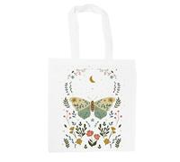 Magical Butterfly Tote Bag - Foliage Mosaic Patterned Insects/Bugs Themed Gift - White Shopping Bag Present for Her