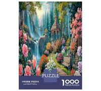 Magical Cabin 1000 Piece Waterfall Garden in Enchanted Forest Jigsaw Puzzles for Puzzles 1000 Pieces Jigsaw for Adults Challenging Family Puzzle Game Birthday Gifts 38x26cm/1000pcs
