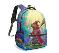 Magical Capybara Wizardry 16 Inch Full Print Rucksack - Whimsical Fantasy Art Graphic Backpack for School Kids Adults (08)