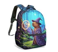 Magical Capybara Wizardry 16 Inch Full Print Rucksack - Whimsical Fantasy Art Graphic Backpack for School Kids Adults (05)