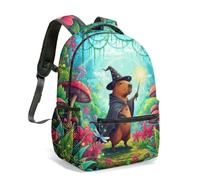 Magical Capybara Wizardry 16 Inch Full Print Rucksack - Whimsical Fantasy Art Graphic Backpack for School Kids Adults (01)