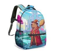Magical Capybara Wizardry 16 Inch Full Print Rucksack - Whimsical Fantasy Art Graphic Backpack for School Kids Adults (07)
