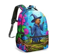 Magical Capybara Wizardry 16 Inch Full Print Rucksack - Whimsical Fantasy Art Graphic Backpack for School Kids Adults (02)