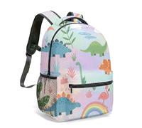 Magical Cartoon Dinosaur Rainbow Flamingo All Over Print Kids Backpack 16 Inch Rucksack Prehistoric Paradise School Bag (01)