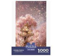 Magical Castle 3D Puzzle Game 38x26cm/1000pcs, Pink Cherry Blossoms - Educational And Stress-relief, Unique Home Decoration, Great Gift for Families