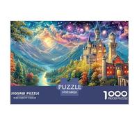 Magical Castle Lit Up at Night, Set in A Mountain Valley 1000Pc Jigsaw Puzzle Dream Building - Premium Quality, Great for Adults & Kids 38x26cm/1000pcs